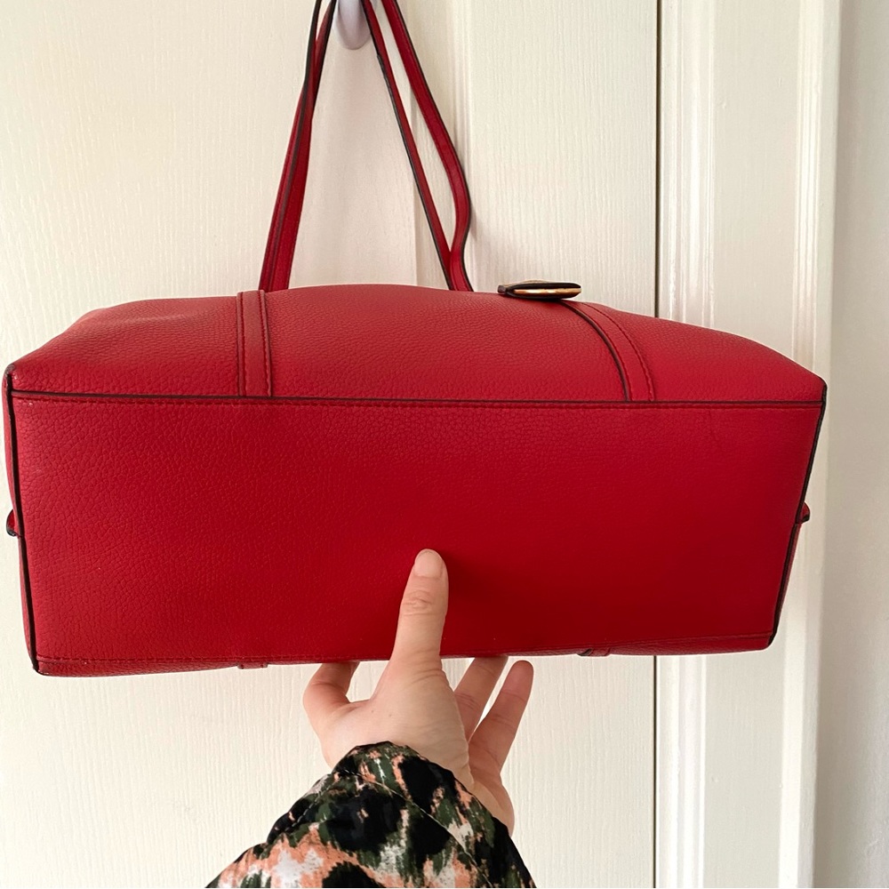 Tory Burch Perry Red Pebble Leather Triple Compartment Tote/Shoulder Bag - Picture 8 of 16